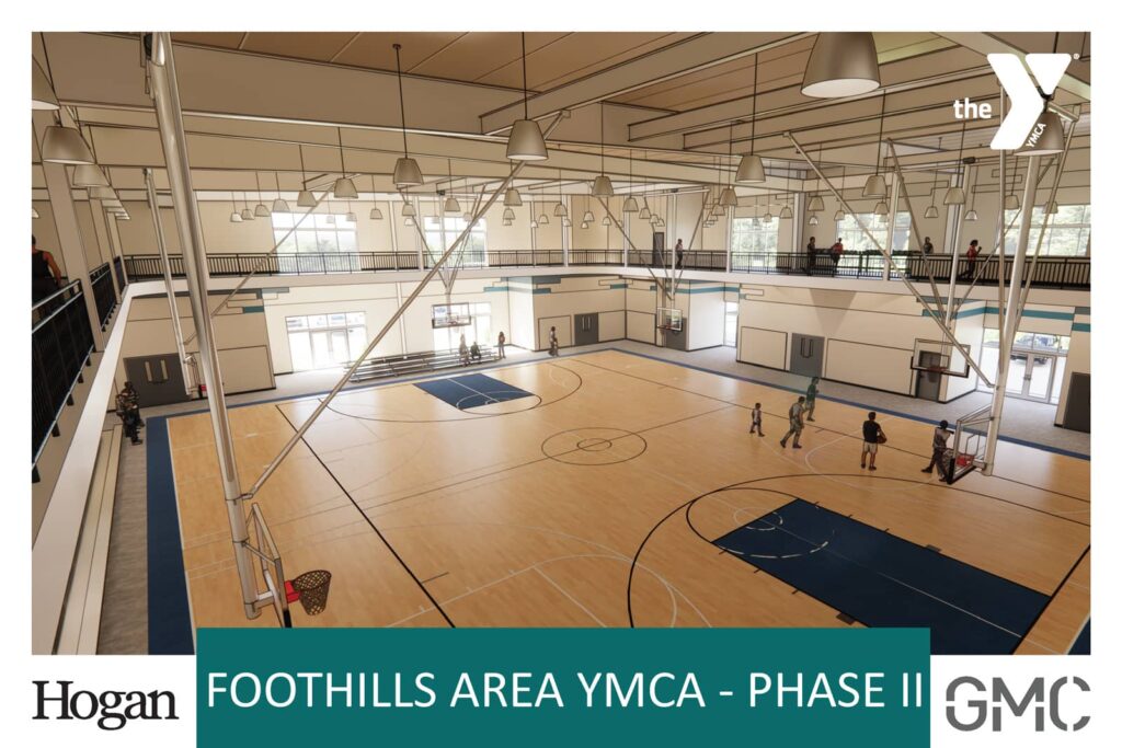 The Foothills Area YMCA interior gym rendering
